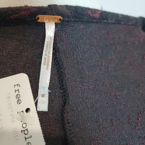 Free People Mini Dress Black Sunset Puff Sleeve Jacquard Knit, Size M - Picture 5 of 6